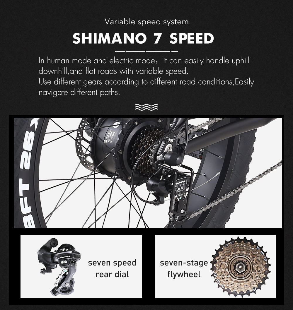 Prasino 48V 1000W Electric Hybrid Fat Tyre snow bike